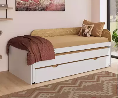 Lit banquette gigogne Ludlow avec sommier gigogne supplémentaire en option