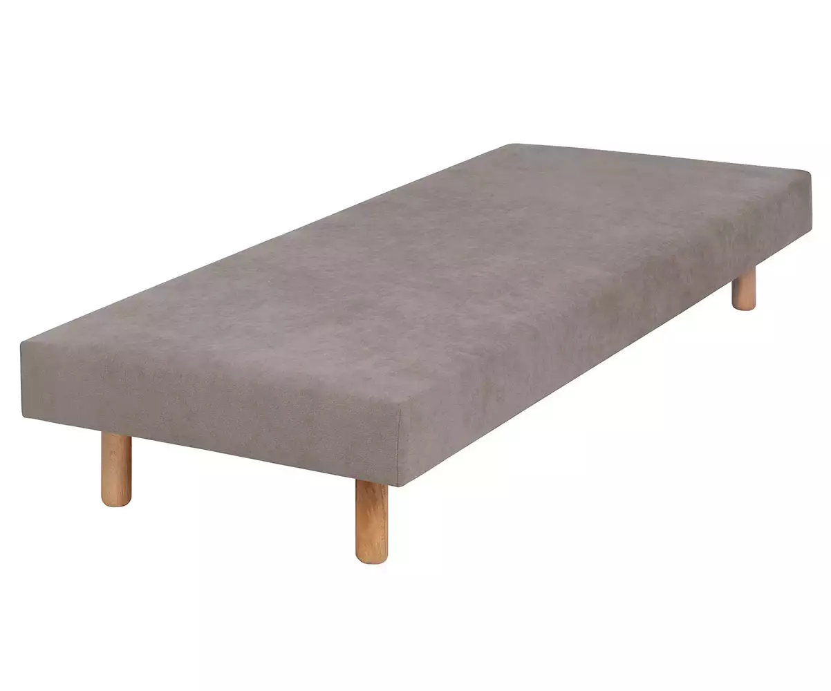 Sommier tapissier Lena beige et pieds bois