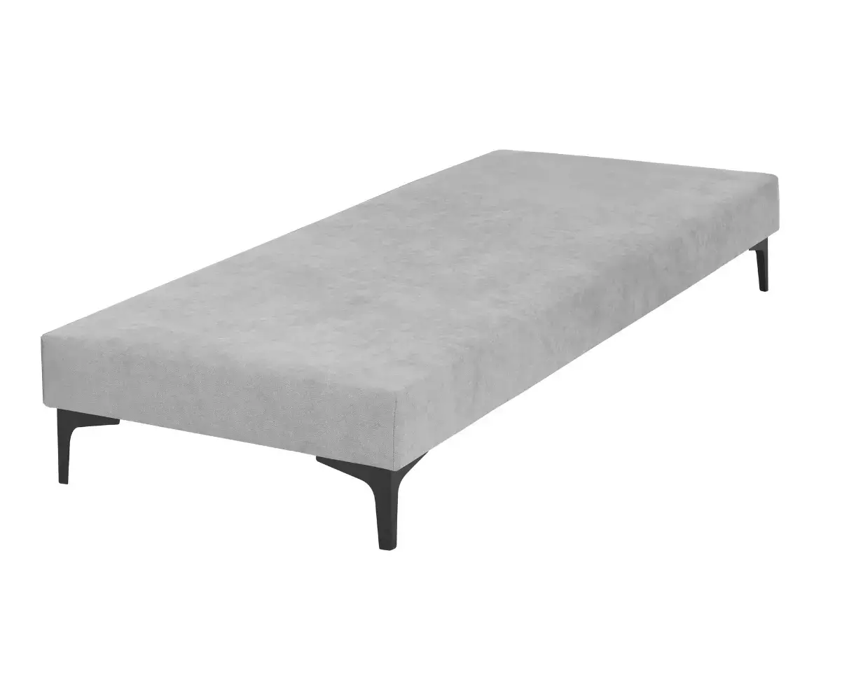 Sommier tapissier Lena gris clair et pieds noirs