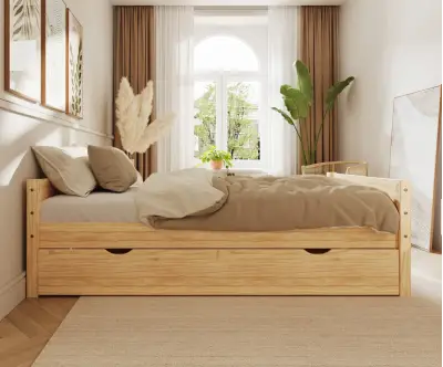 Lit gigogne Alto bois naturel + matelas en mousse