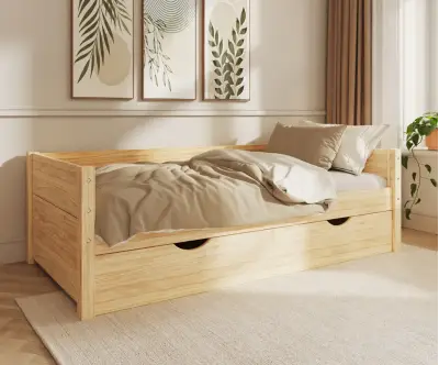 Lit banquette gigogne Alto bois naturel
