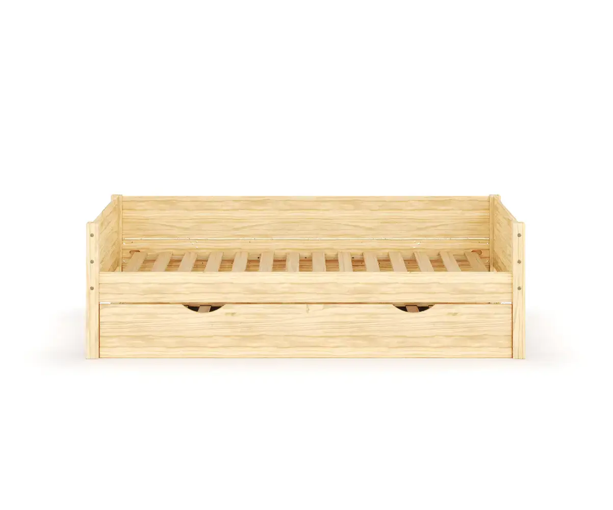 Lit banquette gigogne bois naturel Alto avec sommier à lattes massives