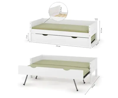 Photo dimensionnelle lit banquette gigogne Alto (sans matelas)