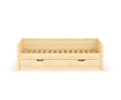 Lit banquette gigogne bois avec sommier à lattes en bois massives