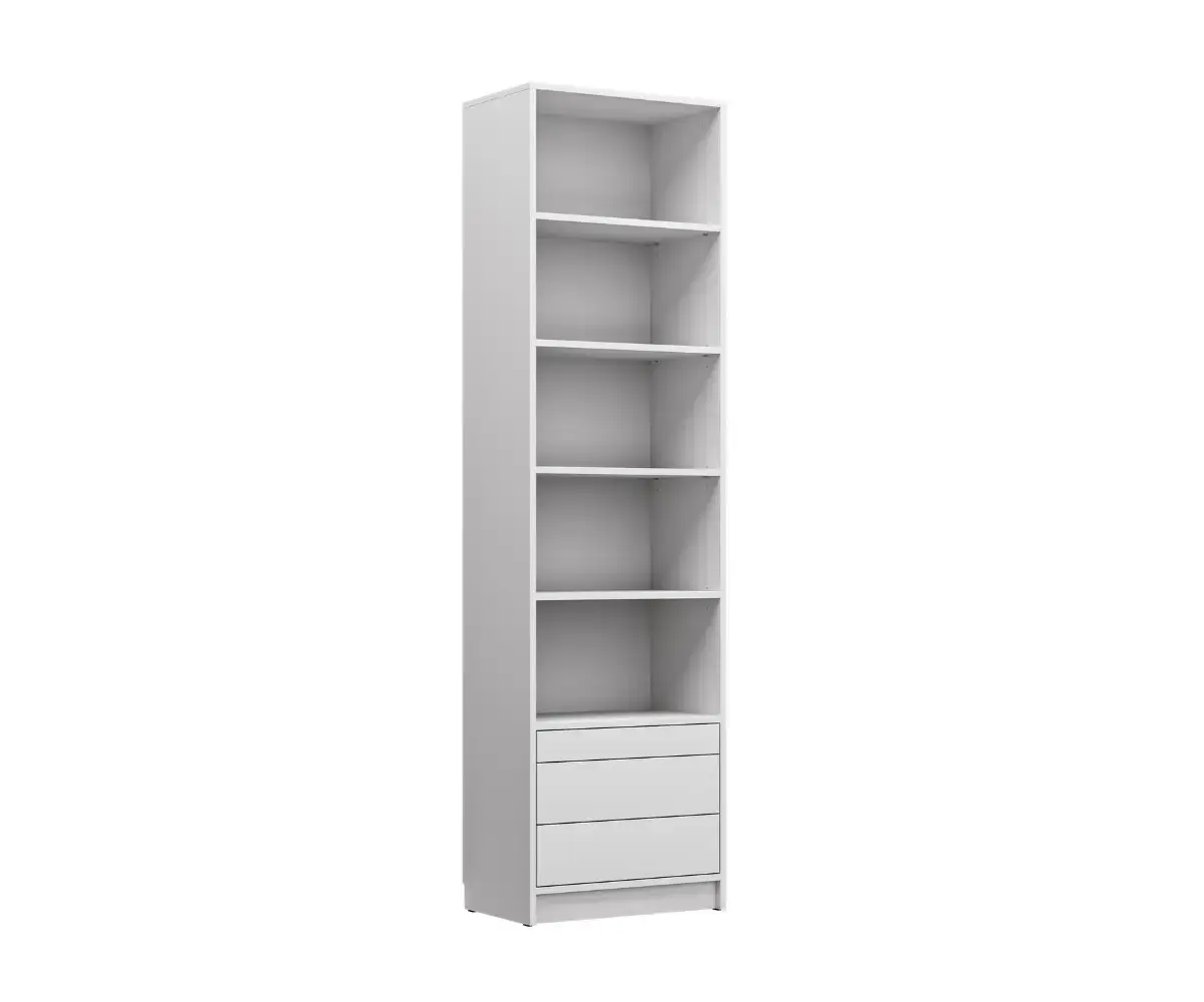Colonne de rangement blanc avec tablette et tiroirs