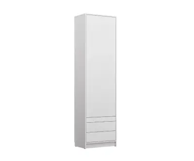 Colonne de rangement blanc avec tablette et tiroirs + porte