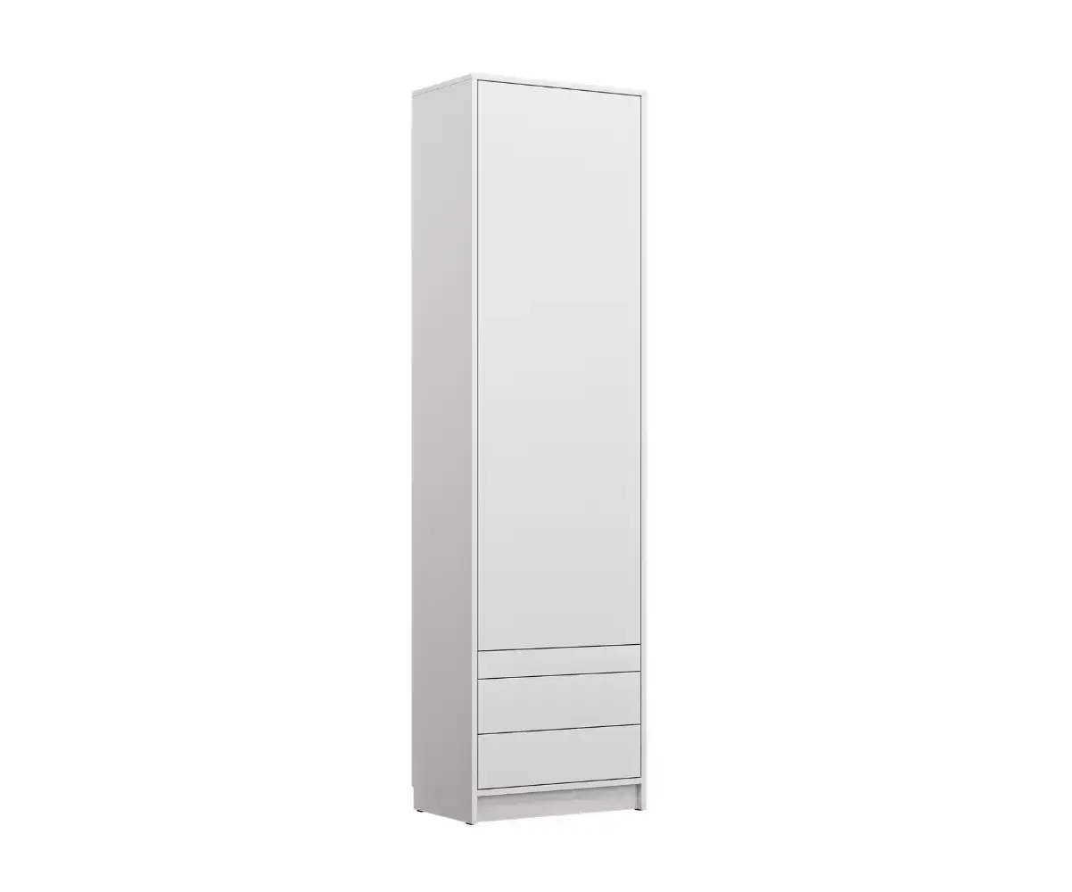 Colonne de rangement blanc avec tablette et tiroirs + porte