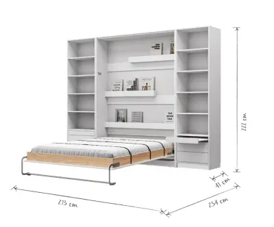Dimensions lit escamotable ouvert avec 2 colonnes