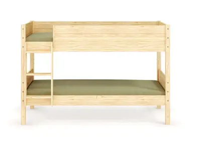 Pack lit superposé bas Alto avec matelas et échelle grand côté bois 90x200