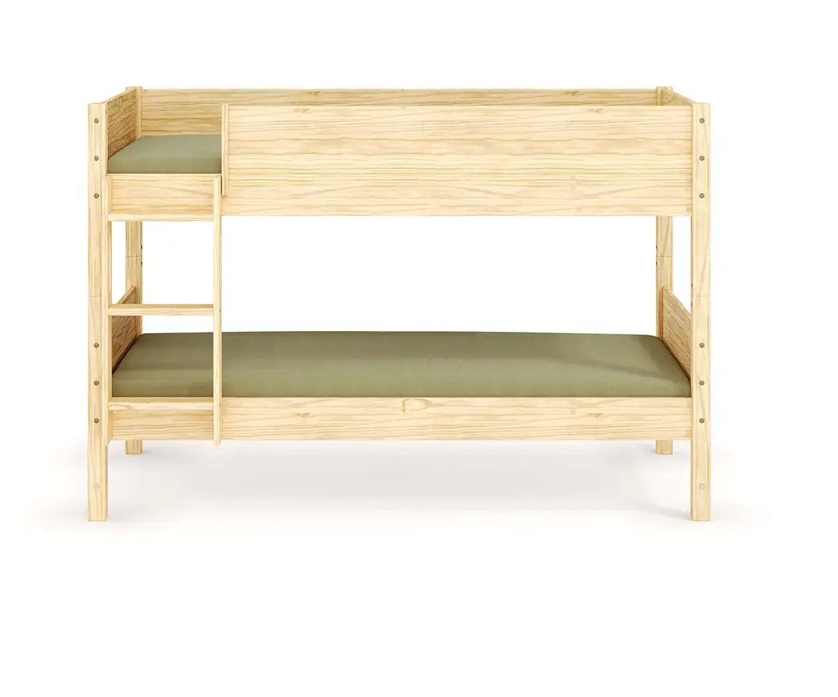 Pack lit superposé bas Alto avec matelas et échelle grand côté bois 90x200