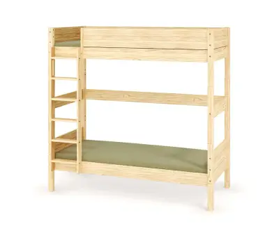 Pack lit superposé haut Alto avec matelas et échelle grand côté bois