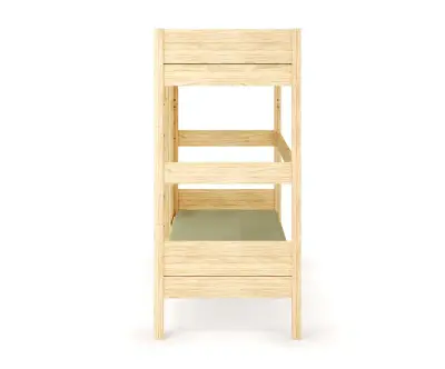 Pack lit superposé haut + matelas Alto échelle grand côté bois
