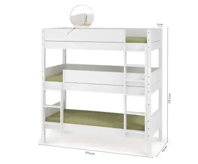 Lit Superposé 3 places Alto pour Adulte en Bois Massif