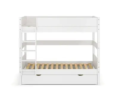 Lit superposé medium Alto avec sommier gigogne échelle grand côté blanc