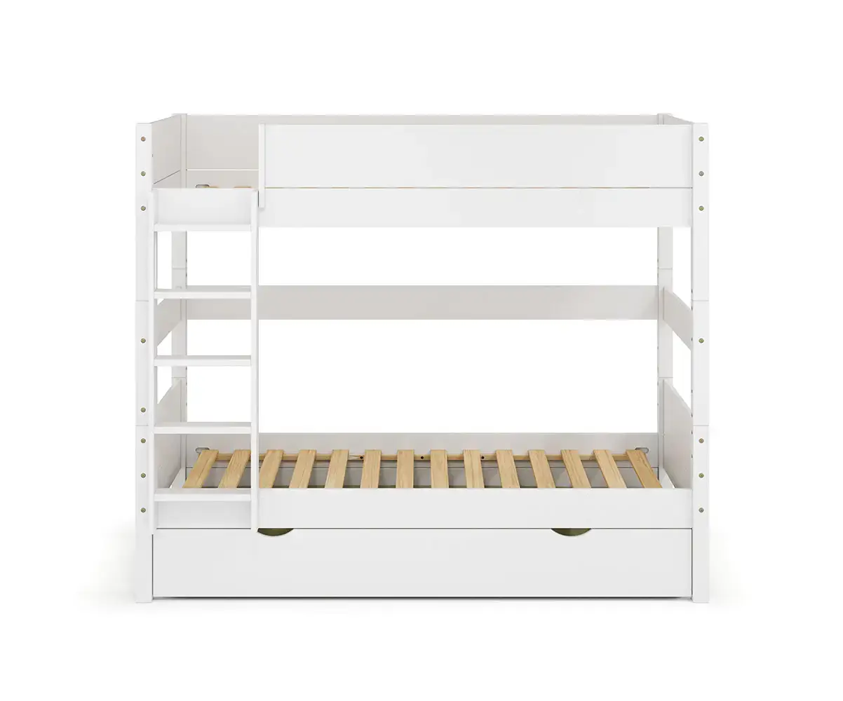 Lit superposé medium Alto avec sommier gigogne échelle grand côté blanc