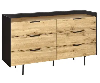 Commode bois et noir 6 tiroirs