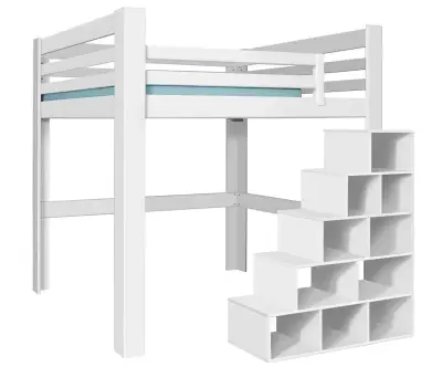 Mezzanine Palomar blanche avec lot de 3 garde corps