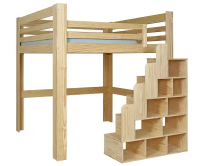 Mezzanine Palomar bois avec lot de 3 garde corps