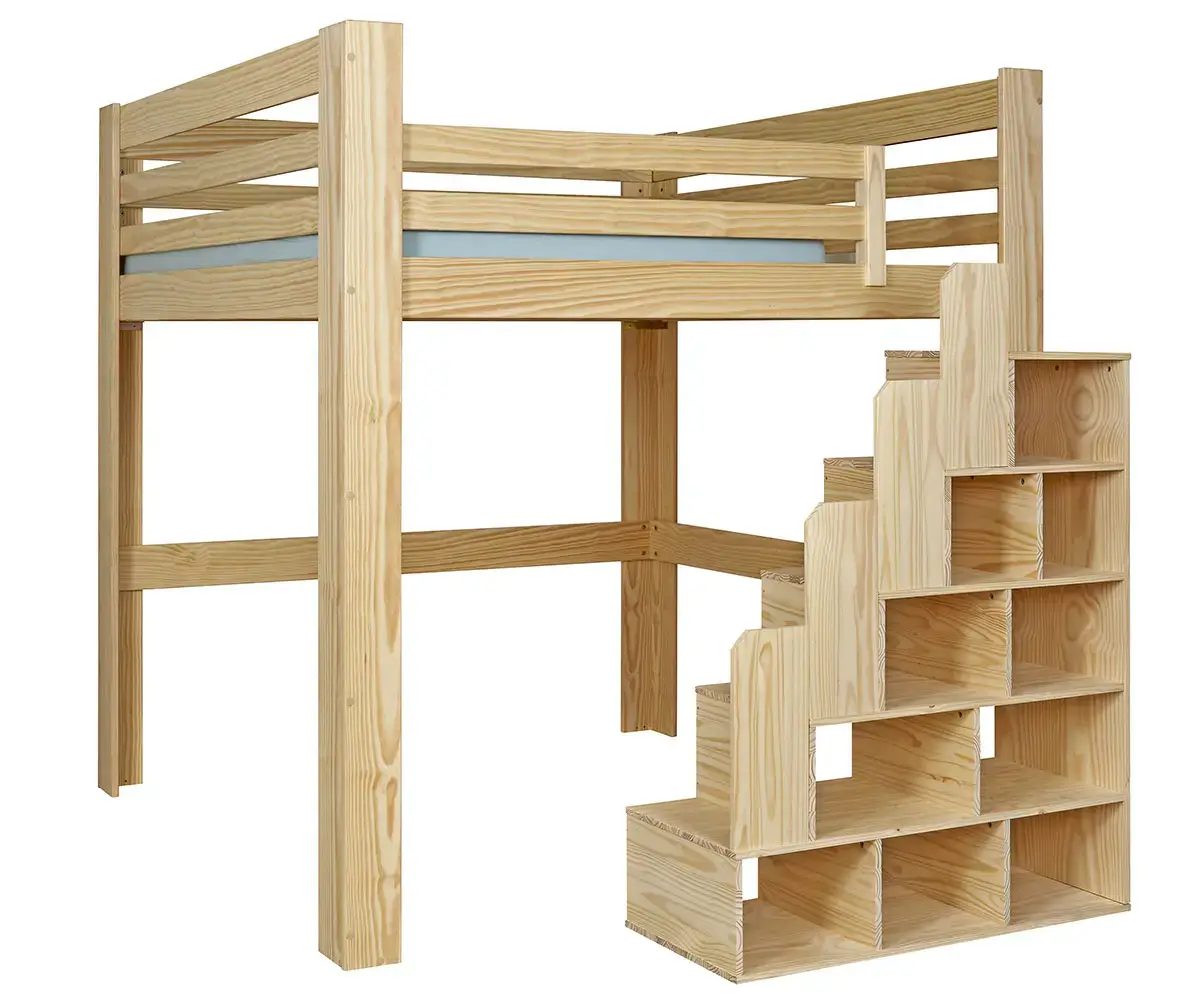 Mezzanine Palomar bois avec lot de 3 garde corps