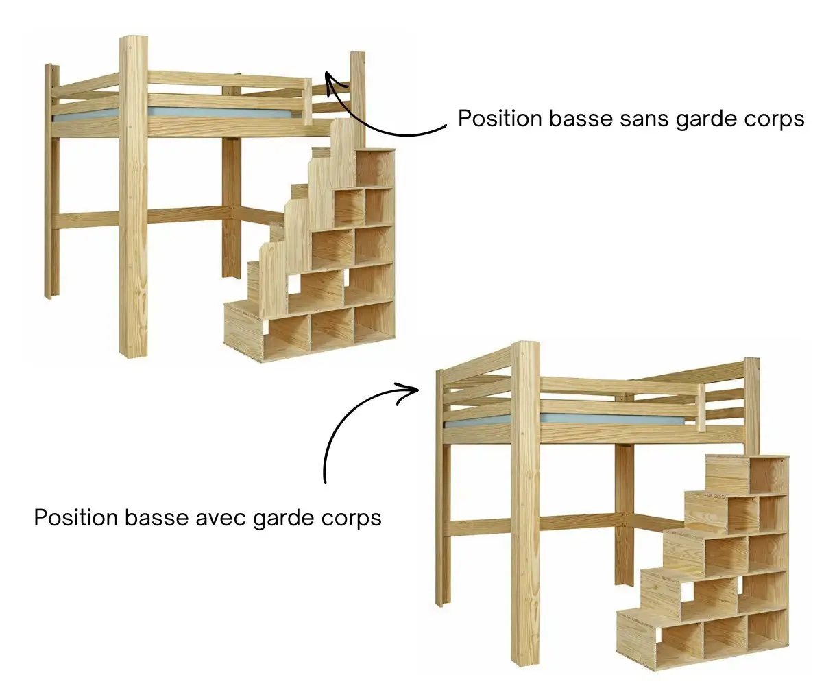 Avec et sans garde corps bois naturel