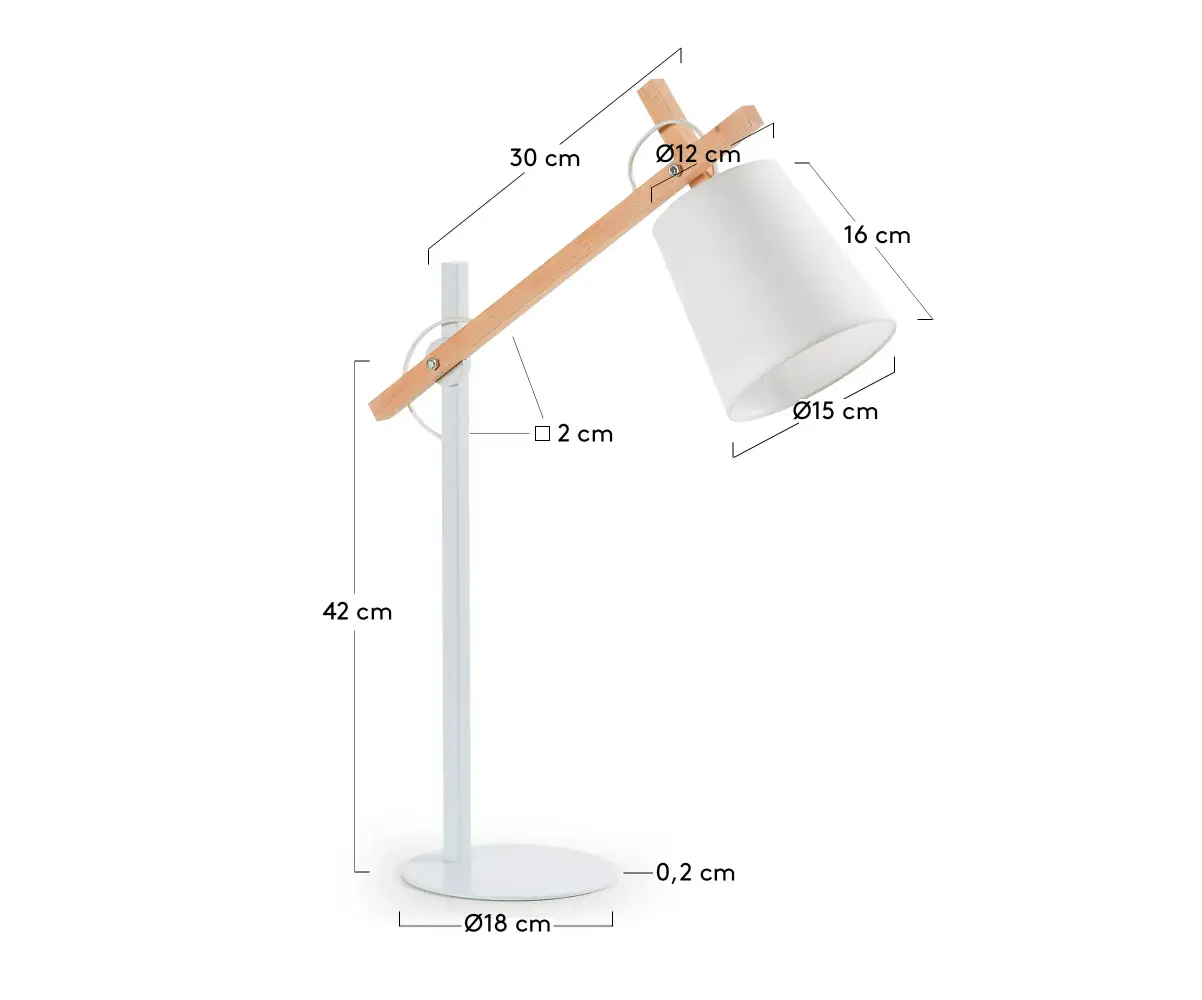 Dimensions lampe à poser blanc