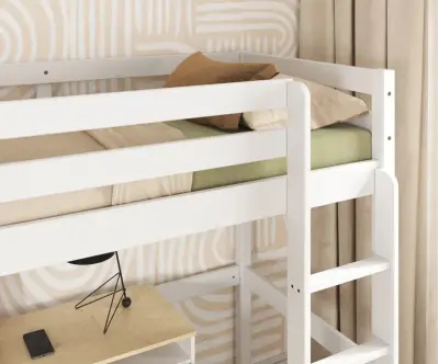 Pack Lit Mezzanine Ted + Matelas, en Bois Massif