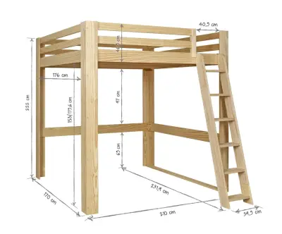 Plan dimensionnel lit Palomar 160x200