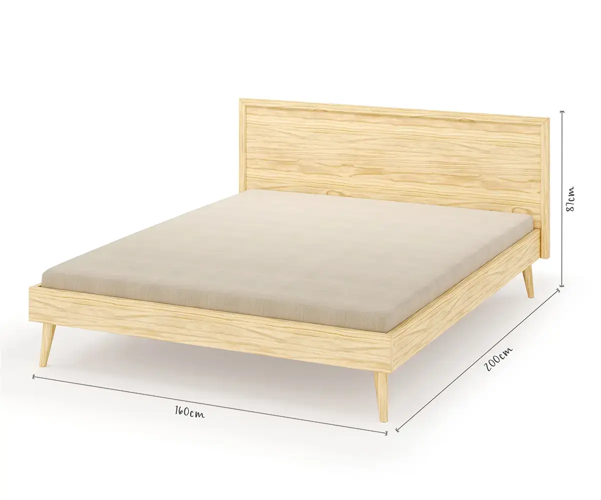 plan dimensionnel lit Meltem bois naturel