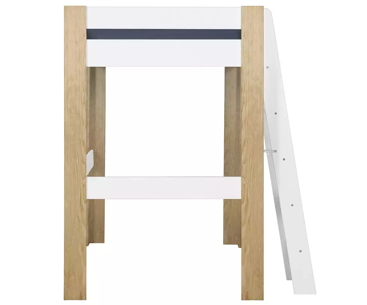 Côté du lit mezzanine échelle Paros blanc et bois avec matelas