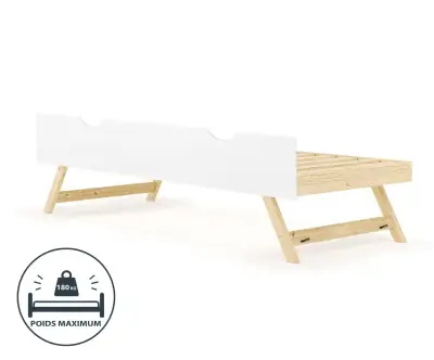 photo en blanc et en bois massif avec façade et avec pieds dépliés vers l'extérieur