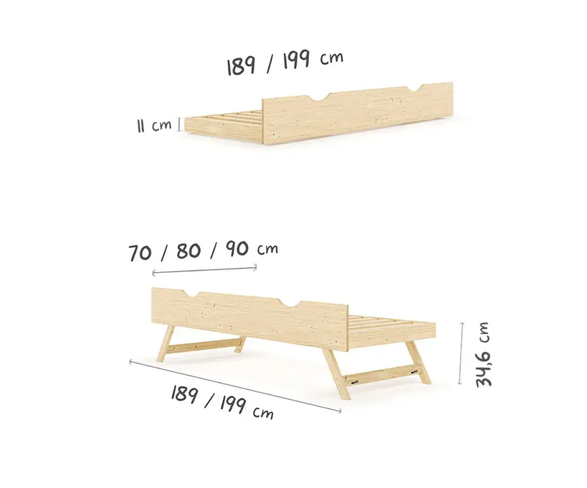 plan dimensionnel lit Taho