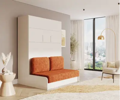 Lit escamotable avec canapé orange