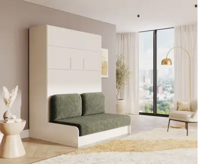 Lit escamotable avec canapé vert