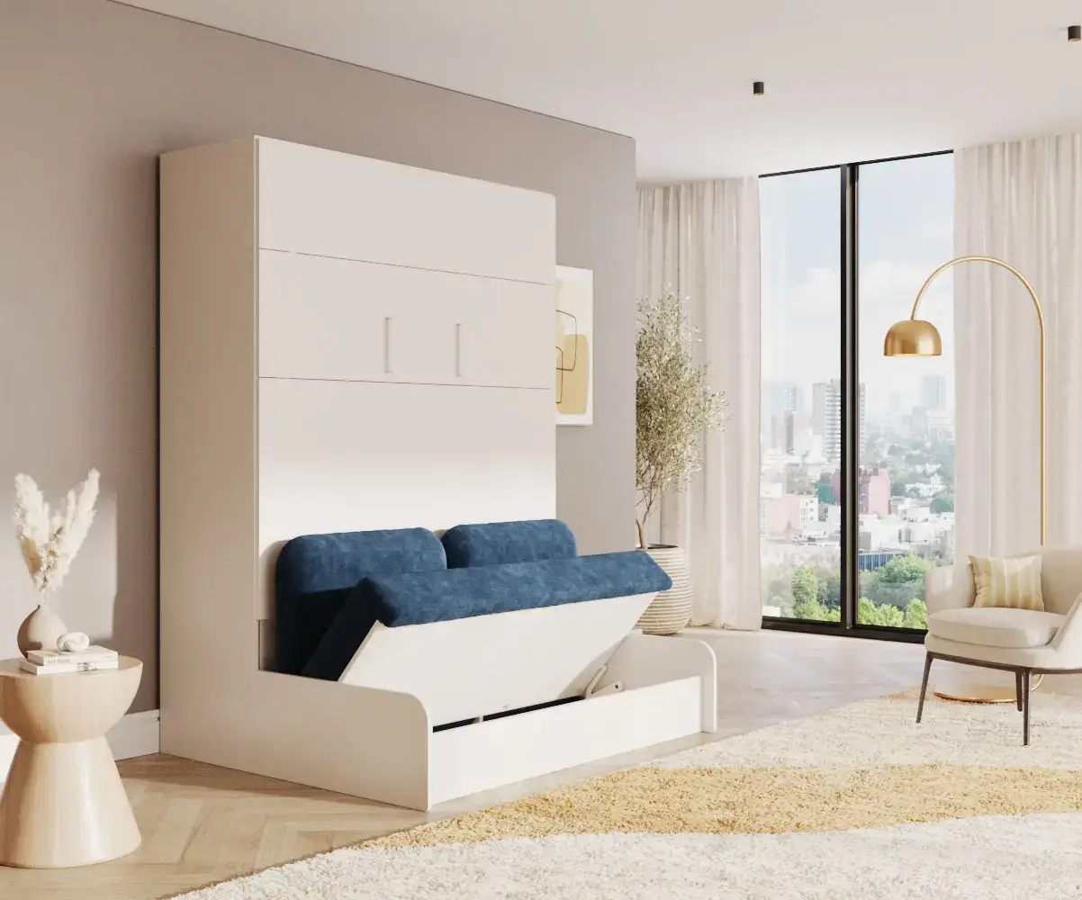 Lit armoire escamotable avec canapé 2 places