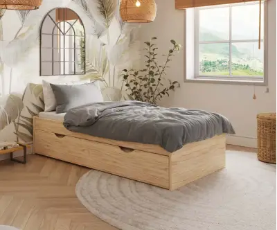 Lit gigogne Rokka bois naturel couchage robuste