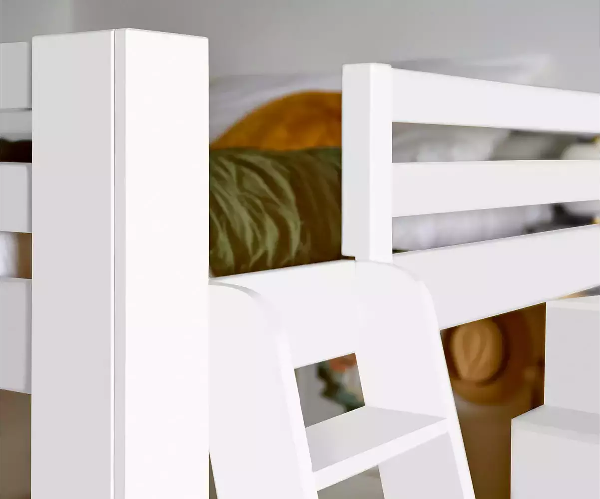 Finition blanc du lit mezzanine 200x200 cm Palomar