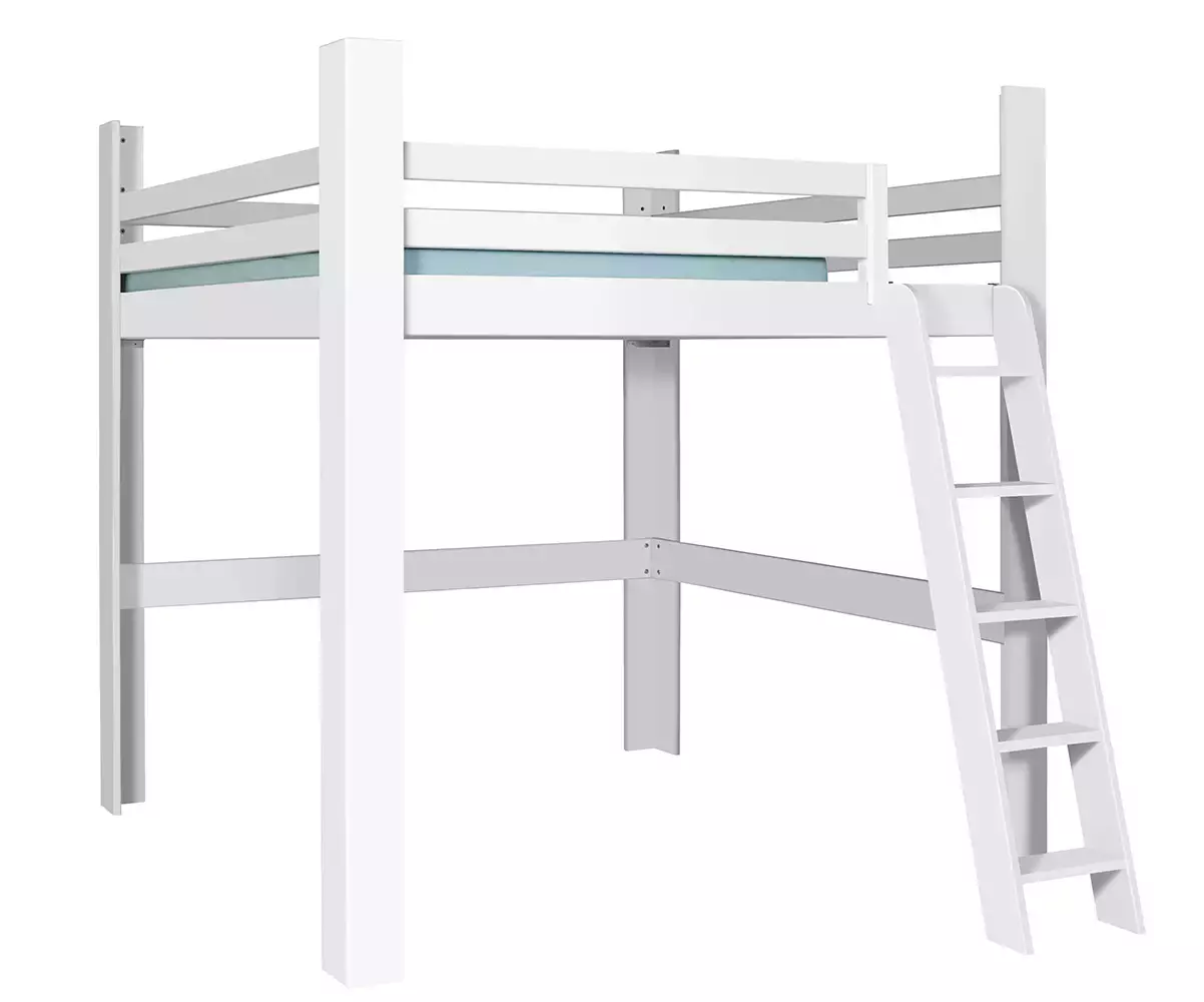Lit mezzanine blanc 200x200 en version basse