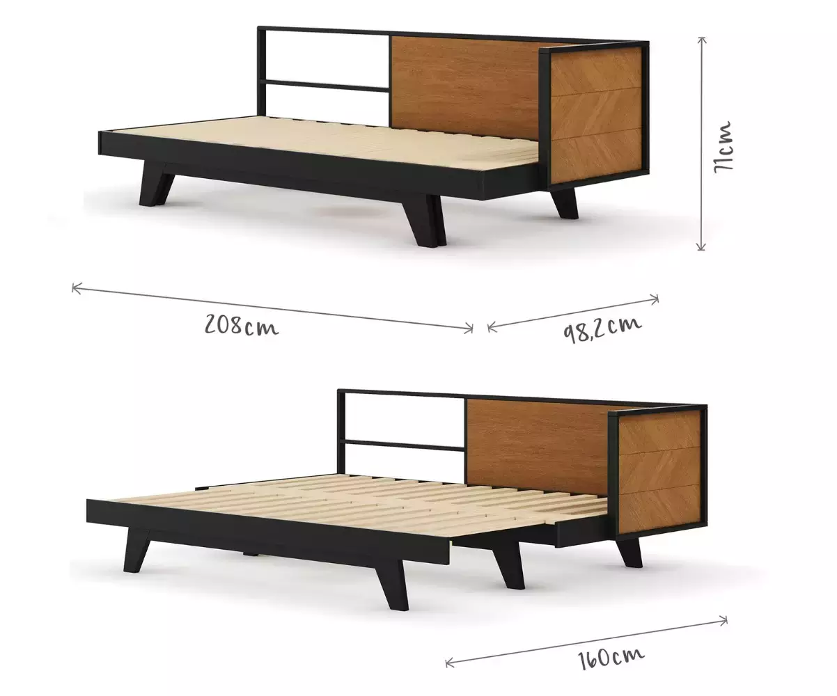 Dimensions de la Banquette lit gigogne Farrel