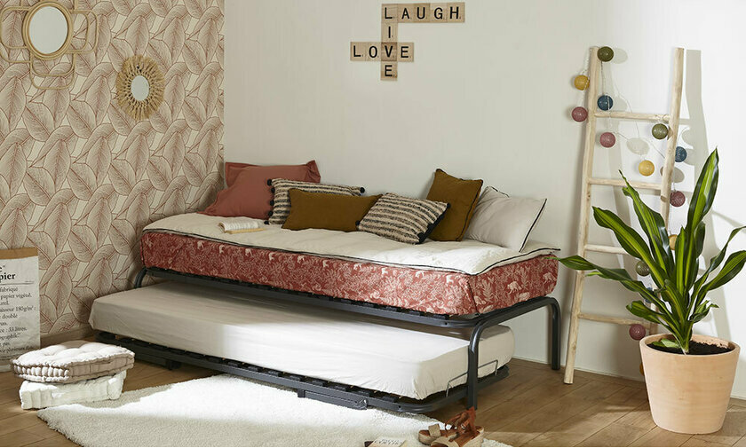 Ensemble sommier gigogne métal semi ouvert
