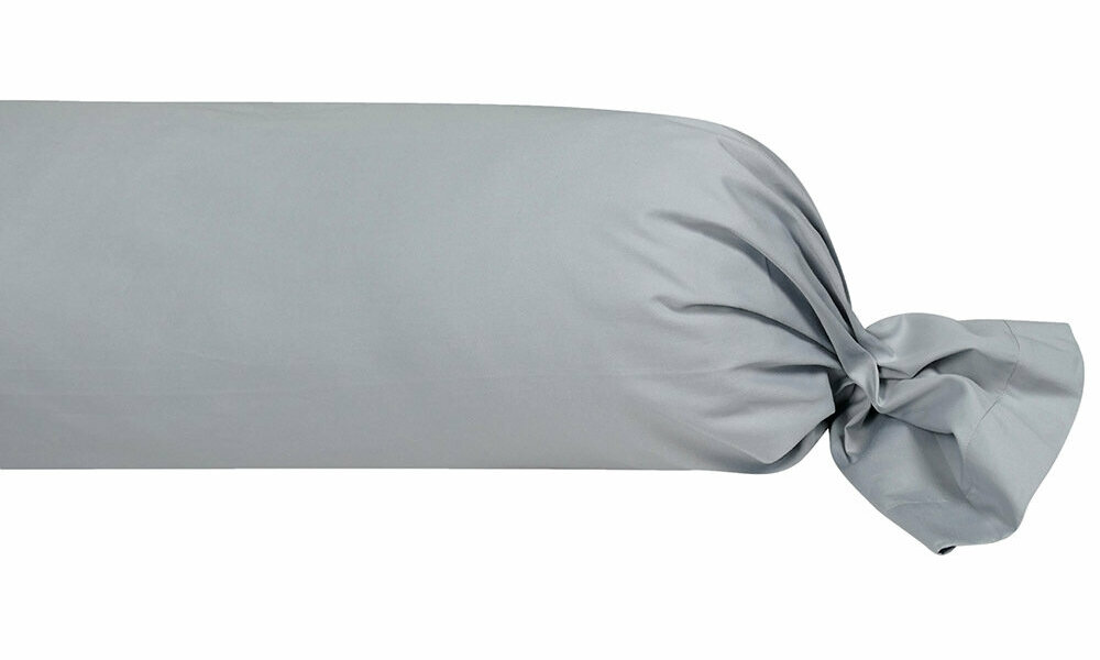 Taie de traversin SATIN UNI 45x185 gris tempête en satin de coton