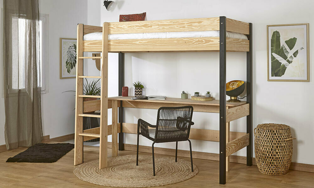 Lit mezzanine 90 x 190 cm. + bureau Mathy by bols on Gens de Confiance