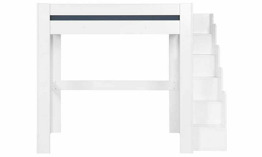 Lit mezzanine blanc avec escalier de face