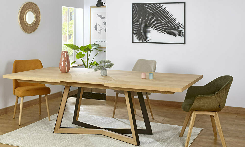 Table salle à manger 6 personnes en chêne naturel 140x90 cm - Tournure | Maison