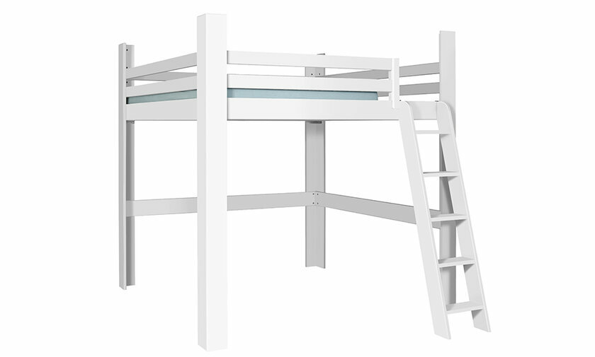Lit mezzanine blanc 200x200 en version basse
