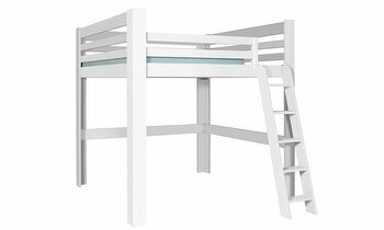 Lit mezzanine blanc 200x200 en version basse avec 3 gardes du corps en option
