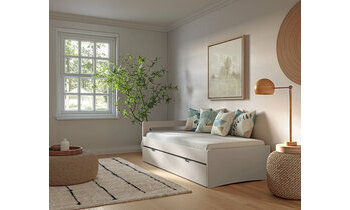 Lit gigogne adulte Lemand en bois massif coloris blanc