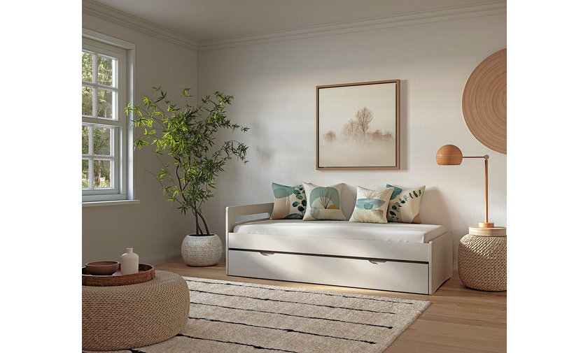 Lit gigogne adulte Lemand blanc avec matelas