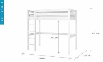 Dimensions lit mezzanine Blanc