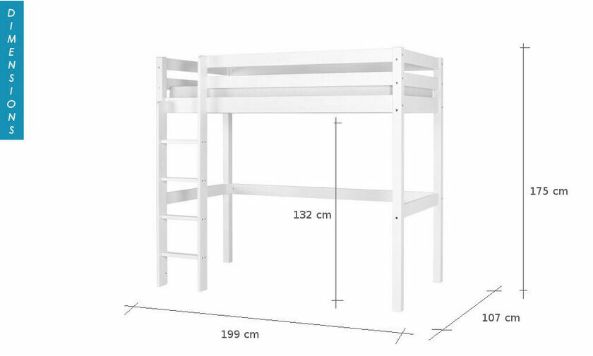 Dimensions lit mezzanine Blanc