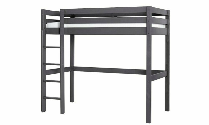 Lit mezzanine en bois massif gris anthracite